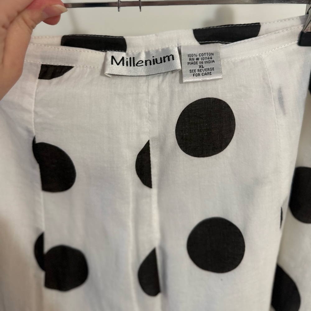 Polka Dot A-Line Skirt with Lace Trim - Picture 5 of 5